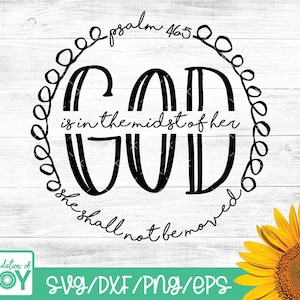 Ze zal niet worden verplaatst svg, Bijbelvers Svg, Psalm Svg, Christelijke svg, Religieuze svg,