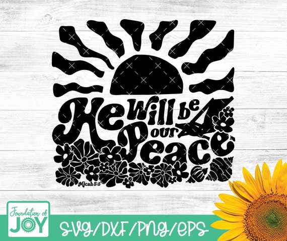 He will be our peace svg, Bible verse svg, Christian Beach png, Religious Summer svg, Groovy Beach Tshirt Design, Cricut and Silhouette File