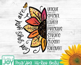 God Says You Are sublimation, Christian png, Bible Verse Png, You are png, Religious png, Sunflower sublimation