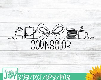 Consejero escolar svg, arte lineal continuo, libros png, taza de café svg, mochila png, arte lineal de portapapeles, consejero png, arte lineal de consejero