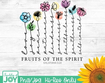Fruits of the Spirit Sublimation, Wildflowers png, Bible Verse png, Religious png, Flowers png, Scripture png, Christian Tshirt Design