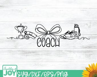 SVG de entrenador escolar, arte lineal continuo, SVG de trofeo, PNG de lazo, SVG de silbato, arte lineal de zapatillas de tenis, PNG de entrenamiento de estudiantes, SVG en blanco y negro
