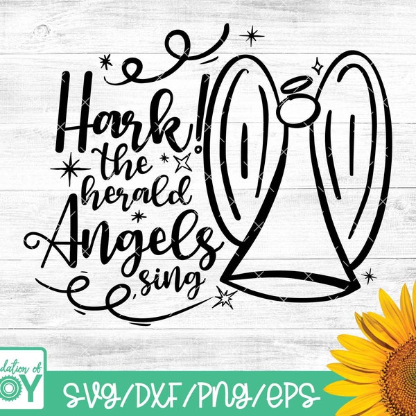 Hark the Herald Angels Sing svg, Christmas svg, Holiday svg, Christmas angel svg, Christmas Carol, Cut file silhouette svg cricut cut file