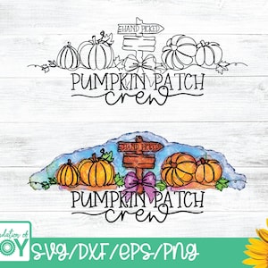Pumpkin Patch Crew svg, continuous line art, color svg, pumpkin line art, watercolor shirt art, pumpkin png, fall shirt art, happy fall yall