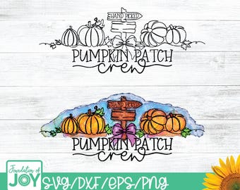 Equipo del huerto de calabazas svg, arte lineal continuo, svg a color, arte lineal de calabaza, arte de camiseta de acuarela, calabaza png, arte de camiseta de otoño, feliz otoño a todos