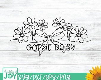 Oopsie Daisy svg, línea continua png, flor silvestre svg, arco png, arte monolina, arte de camisa multiflor, arte de camisa de margarita oopsie, margarita svg