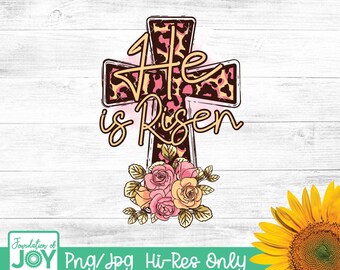 He is risen sublimation, Leopard print cross png, Resurrection sub, Christian sublimation, Cross png, Easter sublimation, Religious png