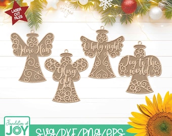 Laser Cut Angel, Laser Cut Files, Christmas SVG, Laser Christmas SVG, Glowforge SVG, Christmas Angel, Angel Ornament Bundle Svg