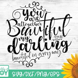 Cantar de los Cantares 4:7 Eres completamente hermosa Biblia verso arte de la pared - svg- png - dxf Mujeres Christian Wedding sign love Christian Svg