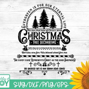 De betekenis van Kerstmis SVG, kerstboom SVG, vintage kerst PNG, christelijke kerstboom, Cricut en silhouet gesneden bestanden