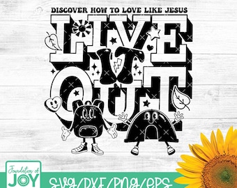 Live it Out svg, Urlaub Bibel Schule svg, VBS 2025, Liebe wie Jesus svg, Bibel-Sommerlager, VBS-Shirt-Designs, Sommerlager-Schnittdateien