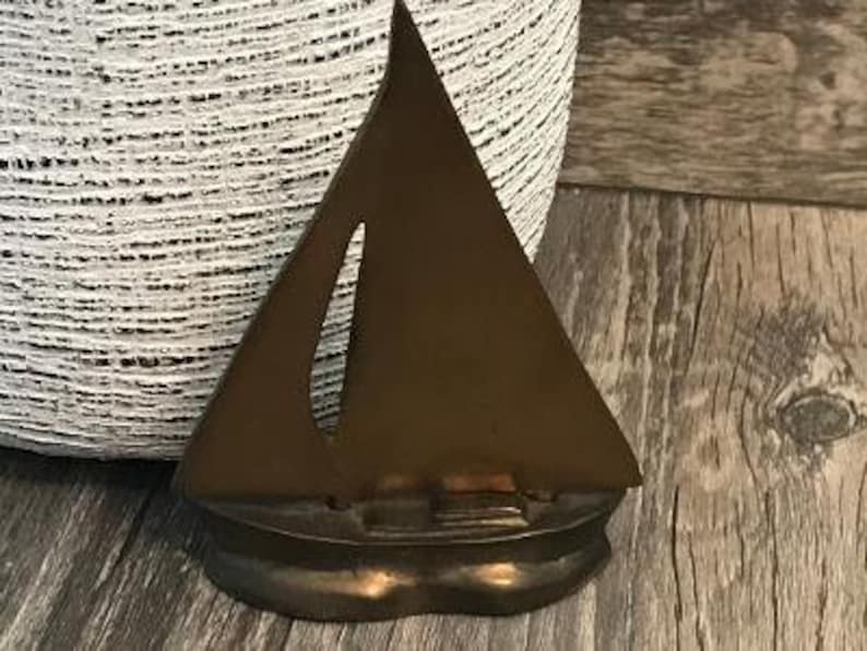 Vintage Solid Brass Sailboat/ Brass Paperweight Etsy