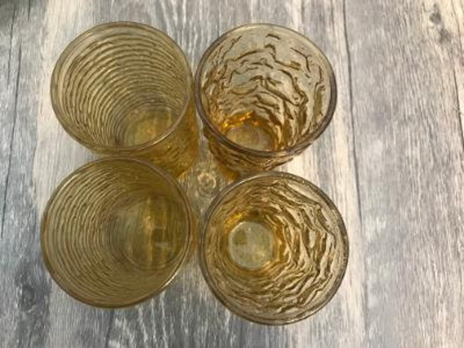 4 Vintage Honey Amber Lido Ripple Juice Glasses/ 4 Ounce Glasses/ Retro Glasses/ 2 Designs Etsy