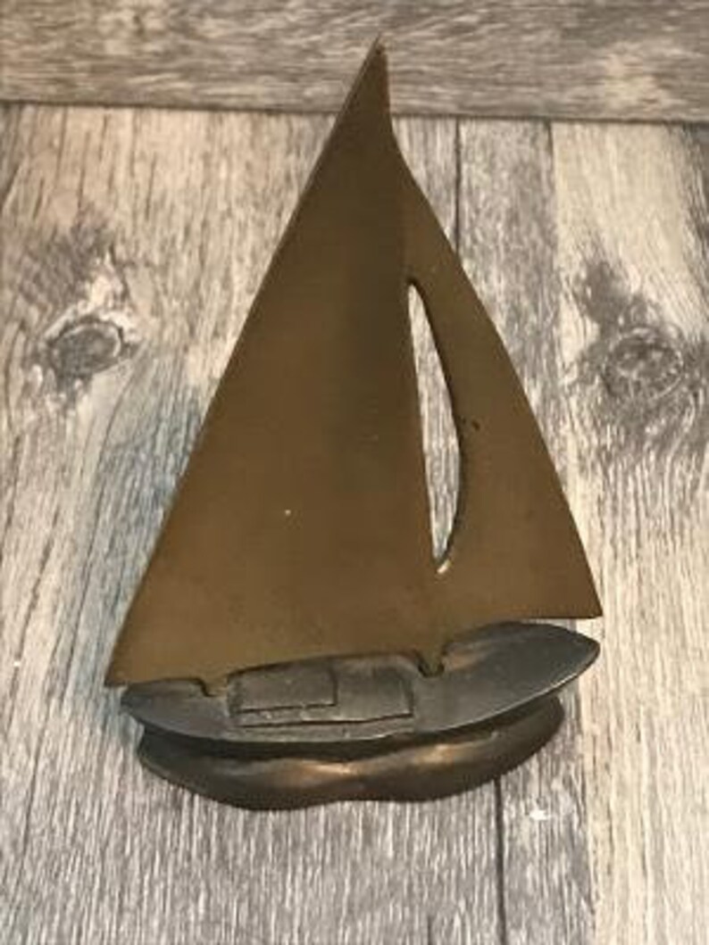 Vintage Solid Brass Sailboat/ Brass Paperweight Etsy