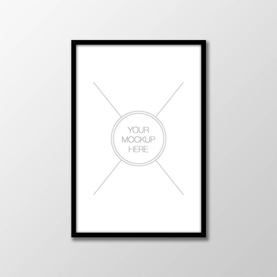 8x12 16x24 24x36 Vertical Black Frame Mockup On Gray