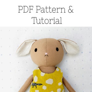 Bunny Rabbit Doll Pattern Tutorial PDF Digital Download Cloth Rag Doll