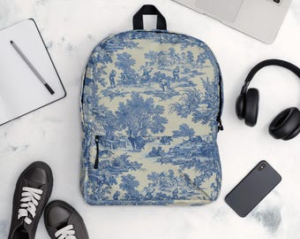 Black Toile De Jouy Backpack - Etsy display picture 2