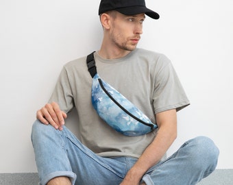 Unisex Watercolor Blue Fanny Pack / Belt Bag / Crossbody Waist Pack / Bum Bag / Water Resistant