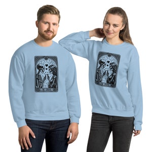 Felpa unisex con carte dei tarocchi divertenti degli amanti / maglione con coppia di scheletri / regali unici per lui e per lei