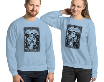 The Lovers Funny Tarot Card Unisex Sweatshirt / Skeleton Couple Sweater / Unique His And Hers Gifts