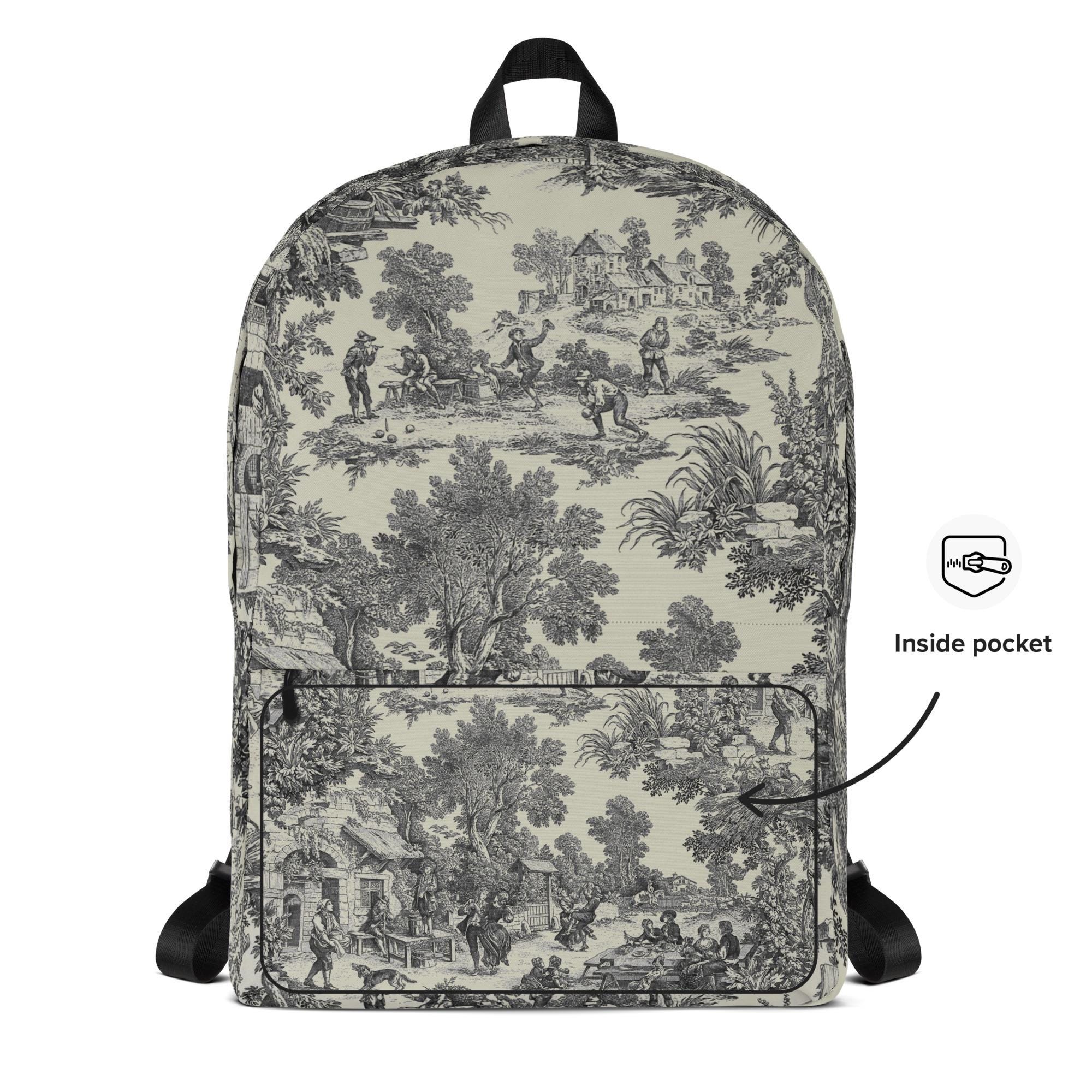 Black Toile De Jouy Backpack - Etsy