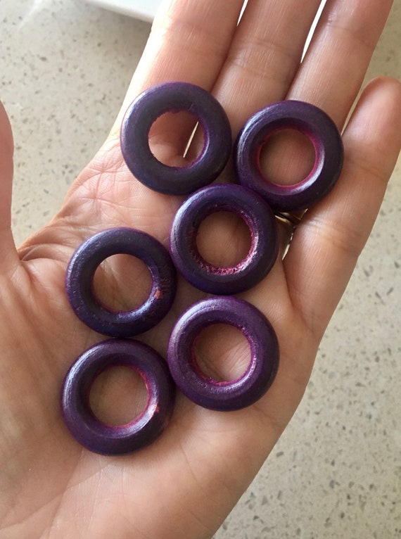 1 Wooden Rings for Crafts Macrame or Jewelry Making / 25mm Coloured Wood  Loops/ Pink Red Orange Yellow Green Purple Teal 