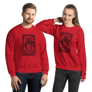 Felpa unisex con la carta dei tarocchi del cuore / regalo per cardiologo / anatomia del cuore