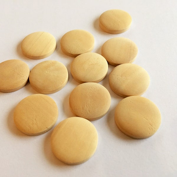 50 pcs  20mm Natural Domed Wood Cabochons / Unfinished Round Wood Discs / No hole