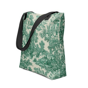 Bolsa de tote de diseño Toile verde / Bolsa de libros Chinoiserie verde / Totes de diseño Toile de Jouy/ French Cottage Chateaucore
