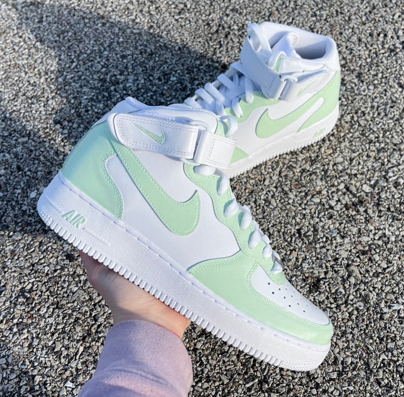 Sage Green Custom Air Force 1 Sneakers Low/Mid/High 