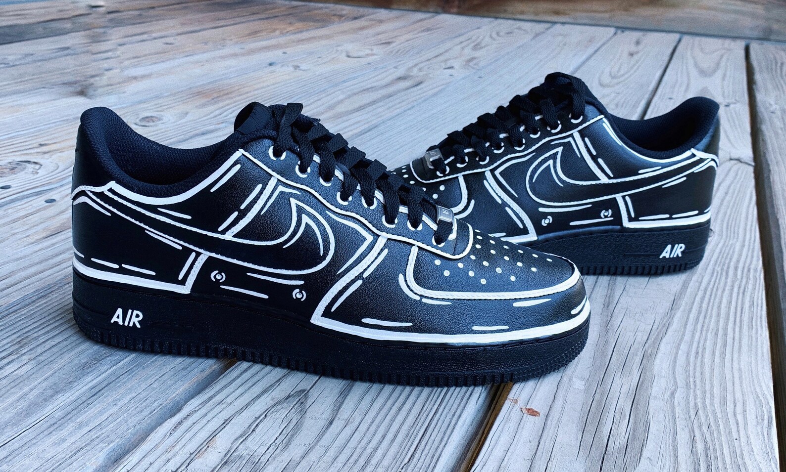 Cartoon Nike Air Force 1 Custom Black Made To Order | Etsy