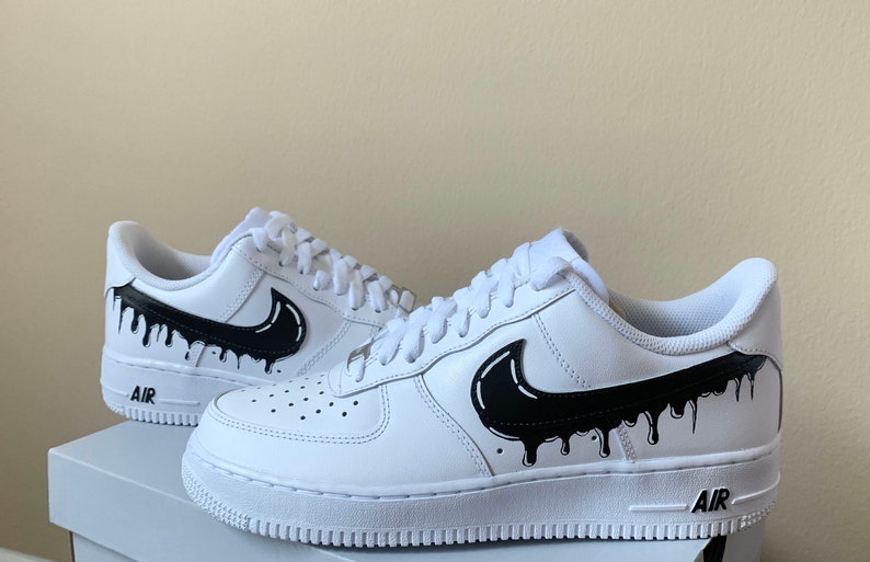 Black Drip Custom Air Force 1 Sneakers - Etsy