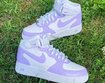 Custom Air Force 1 Sneakers Lilac - Custom Hand Painted Shoes