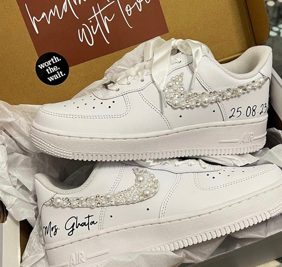 NEW Gold Marriage Logo Custom Air Force 1 Sneakers