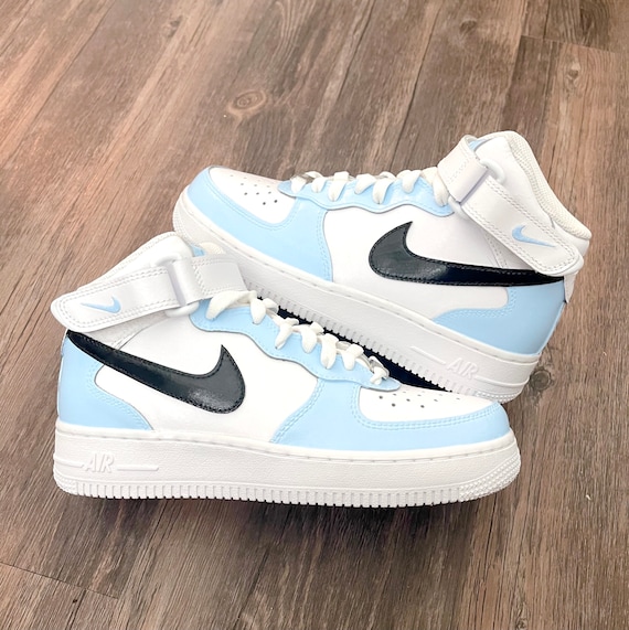 Light Blue and Black Custom Air Force 1 Sneakers Low/mid/high - Etsy