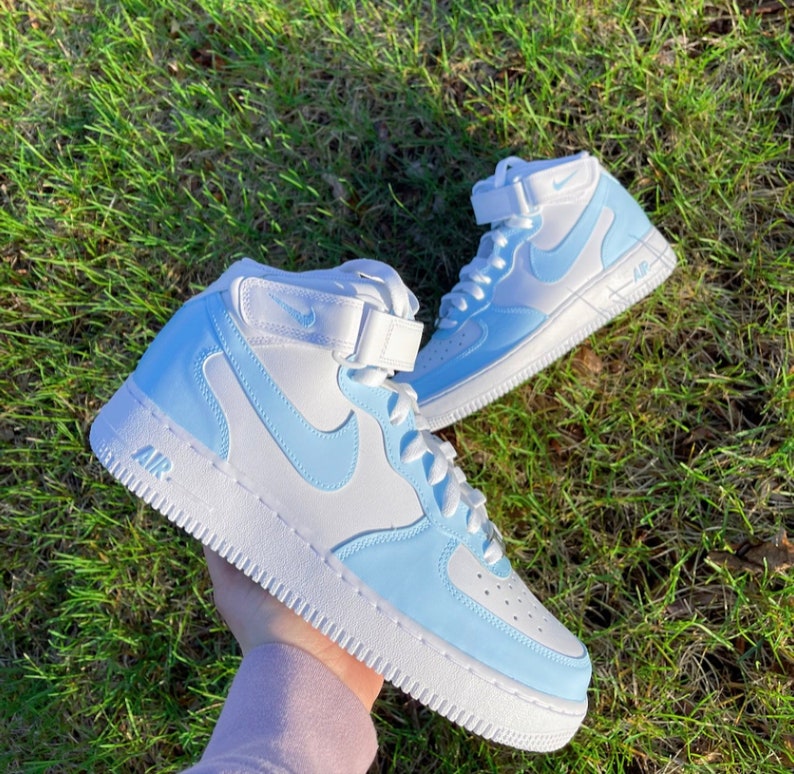 Baby Blue Custom Nike Air Force 1 Mid made to Order - Etsy