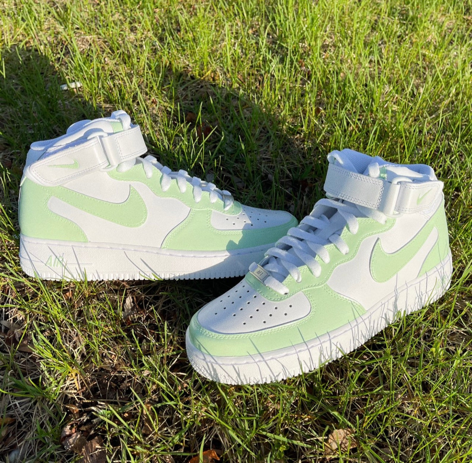 Sage Green Nike Air Force 1 Mid | Etsy