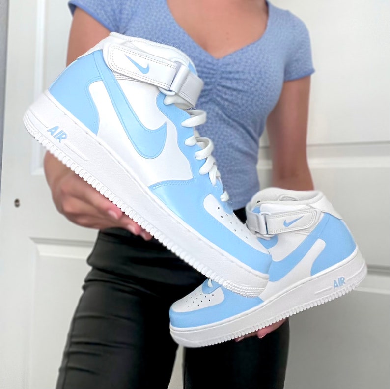 Baby Blue Custom Air Force 1 Sneakers Low/Mid/High 