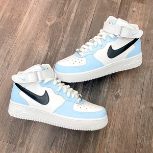 Light Blue and Black Custom Air Force 1 Sneakers Low/mid/high - Etsy