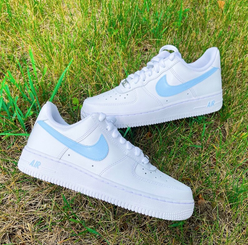nike air force 1 baby blue swoosh