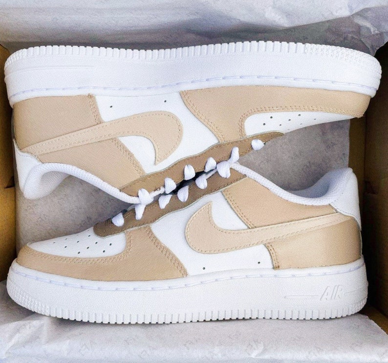 Custom Air Force 1 Colorblock Beige Neutral - Custom Sneakers 