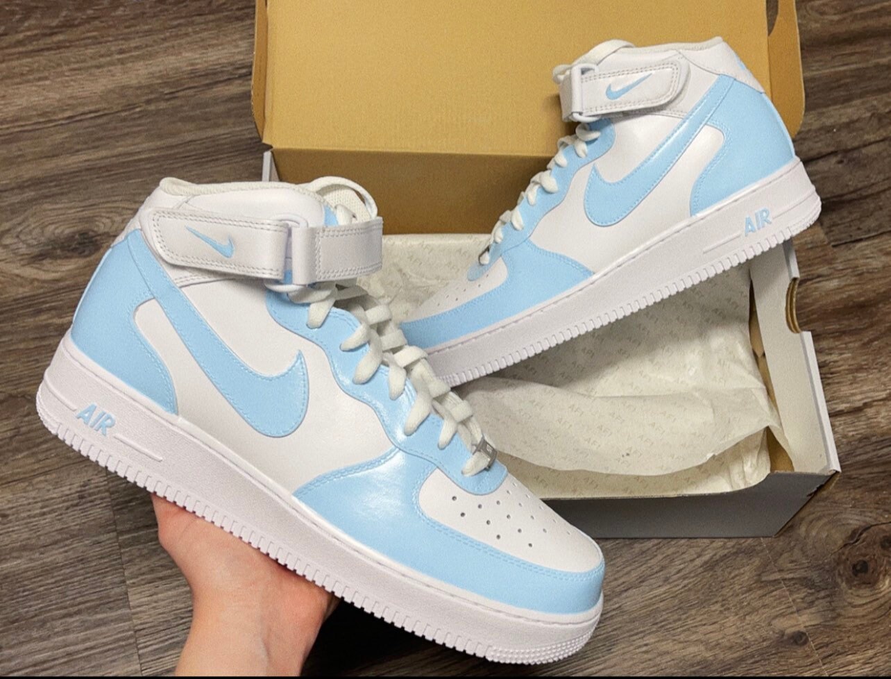 Baby Blue Custom Nike Air Force 1 Mid 