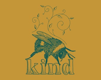 T-shirt Bee Kind - Moutarde