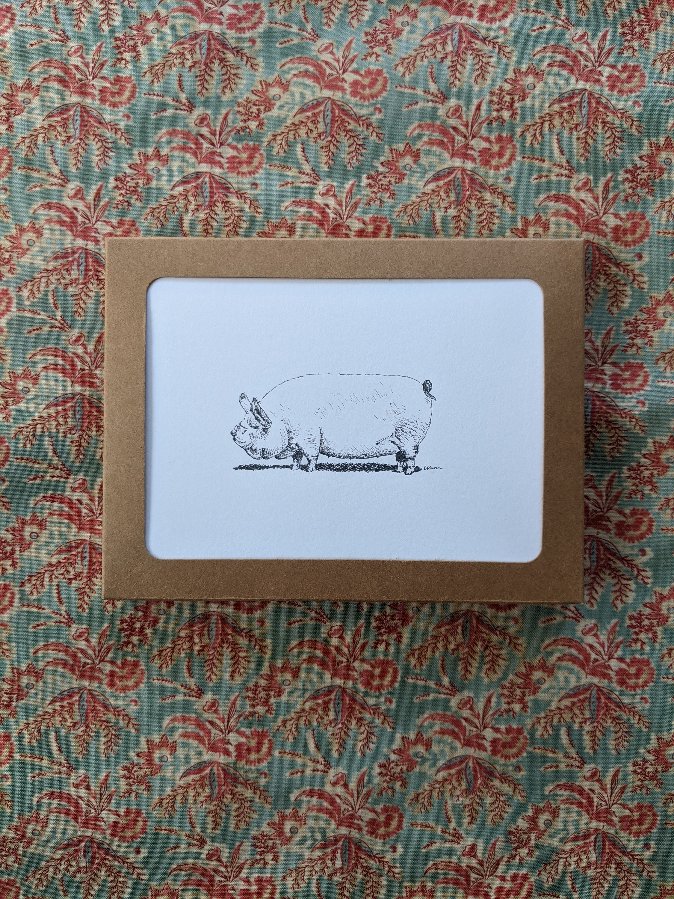 Blank Note Cards Pig middle White - Etsy