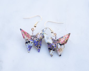 Schmetterling Origami Ohrringe | Regenbogen, bunte Ohrringe | Geschenk für Sie | Japanisches Geschenk