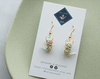 Mizuhiki Cat Earrings – Waterproof Japanese Knot Cord – Cat Lover Gift