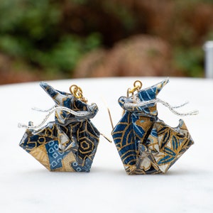 Blue Dragon Origami Earrings | 2024 Earrings | 2024 Dragon of the Year | Japanese Earrings