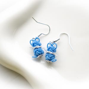 Cat Earrings | Japanese Mizuhiki Earrings | Blue Earrings | Cat Lover Earrings | Gift for Her