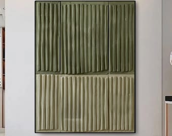 Groene textuur kunst, groot groen abstract schilderij, kunst aan de lichtgroene muur, beige moderne minimalistische kunst, kunst aan de muur sofa, origineel abstract schilderij