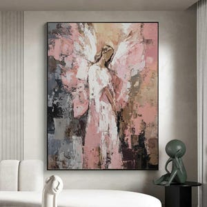 Angel abstract oil painting,Original large abstract painting,paintings on canvas,Knife Painting Art,Large texture abstract art,sofa wall art